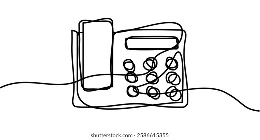 continuous line drawing of office telephone symbol. abstract line art illustration