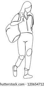 continuous line drawing of office uniform and formal shoes. Business woman or professor in black suit.Vector illustration
