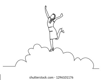 One Line Drawing Happy Man Jumping Stock Vector (Royalty Free) 706866310