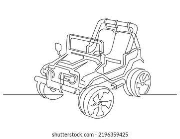 Continuous line drawing off-road buggy. Vector illustration.