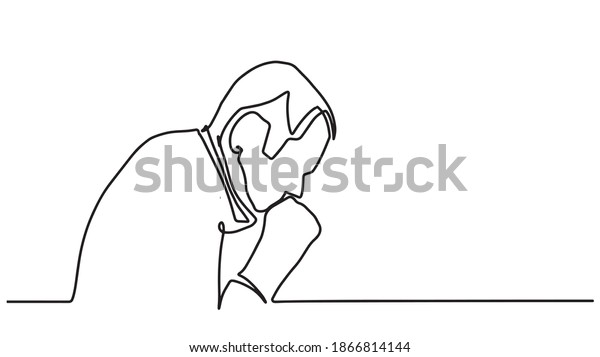 Continuous Line Drawing Old Man Suffer Stock Vector (Royalty Free ...