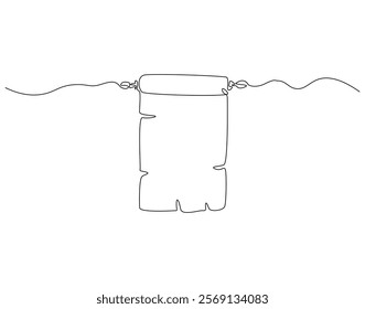 Continuous line drawing of old roll paper. Single line illustration of vintage peper roll. Old letter concept. Editable outline
