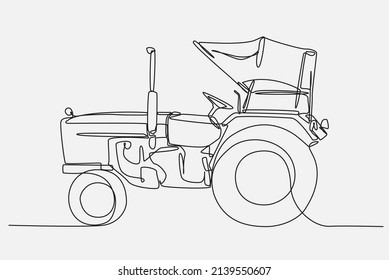 Continuous Line drawing of a old tractor design with a unique top cover, you can change the line according to what you want.