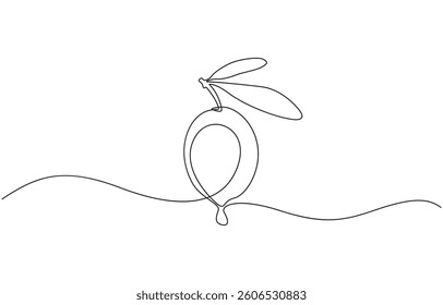 Continuous Line Drawing of Olive Icon. Hand Drawn Symbol Vector Illustration, Single continuous line drawing of organic olive fruit brunch. Modern one line draw design graphic vector.