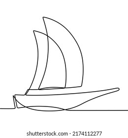 continuous line drawing on boat 