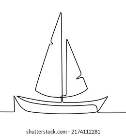 Continuous Line Drawing On Boat 