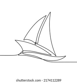 continuous line drawing boat