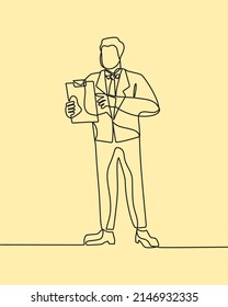 continuous line drawing on business man
