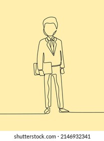 continuous line drawing on business man