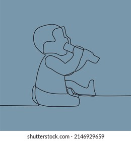 continuous line drawing on chilldren