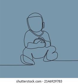 continuous line drawing on chilldren
