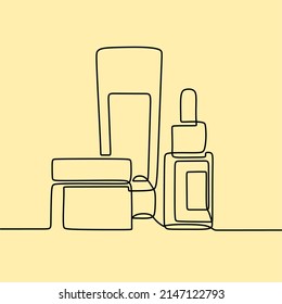 continuous line drawing on cosmetic