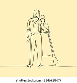 continuous line drawing on couple people