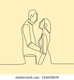 continuous line drawing on couple people