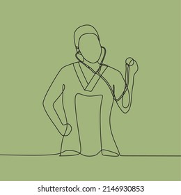 dibujo de línea continua en el médico