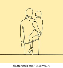 continuous line drawing on family