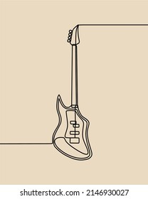 continuous line drawing on the guitar
