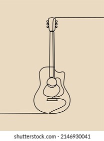 dibujo de línea continua en la guitarra