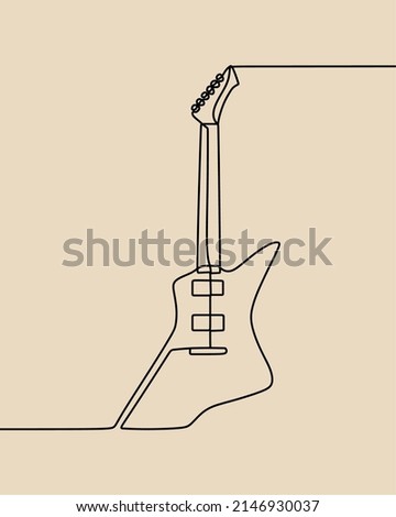 continuous line drawing on the guitar