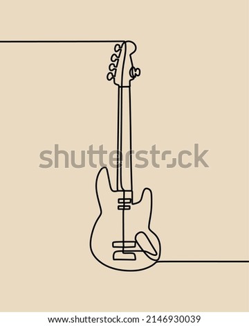 continuous line drawing on the guitar