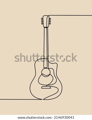 continuous line drawing on the guitar