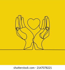 continuous line drawing on heart