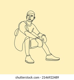 continuous line drawing on man
