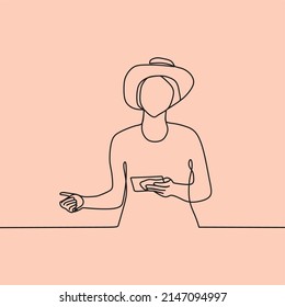 continuous line drawing on people with laptop