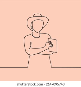 continuous line drawing on people with laptop