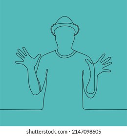 continuous line drawing on people with hat