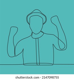 continuous line drawing on people with hat
