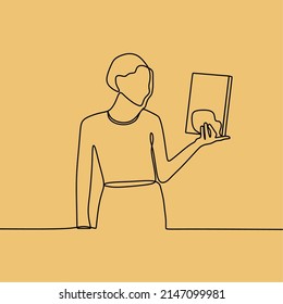 continuous line drawing on people with book