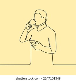 continuous line drawing on people with cup