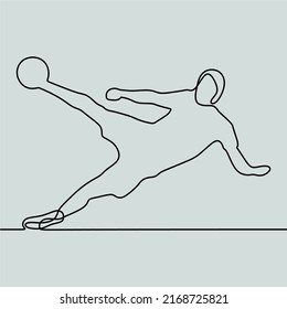 Continuous line drawing on people play football