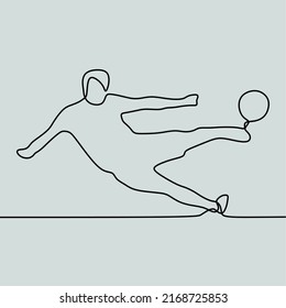 Continuous line drawing on people play football
