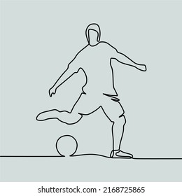 Dibujo continuo en línea de gente jugando fútbol