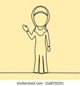 continuous line drawing on people with hijab