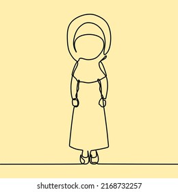 continuous line drawing on people with hijab