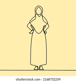 continuous line drawing on people with hijab