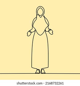 continuous line drawing on people with hijab