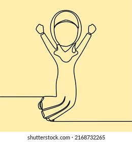 continuous line drawing on people with hijab