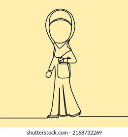 continuous line drawing on people with hijab