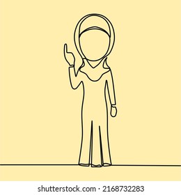 continuous line drawing on people with hijab
