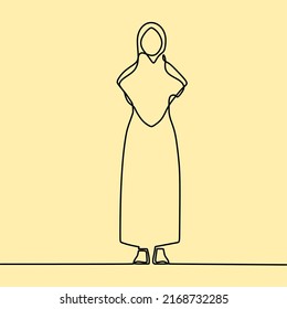 continuous line drawing on people with hijab