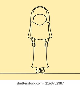 continuous line drawing on people with hijab