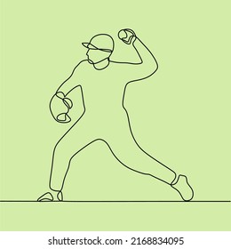 kontinuierliche Zeichnung von Personen, die Softball spielen