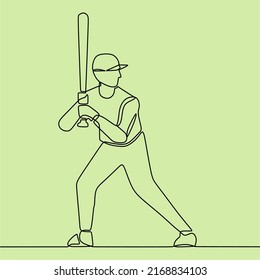 continuous line drawing on people playing softball