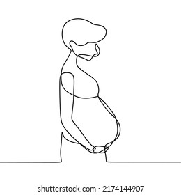 continuous line drawing on people is pregnant