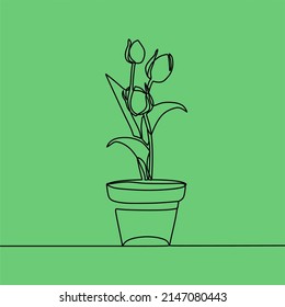 continuous line drawing on plants