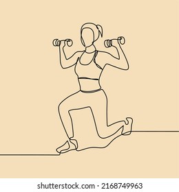 continuous line drawing on someone is at the gym